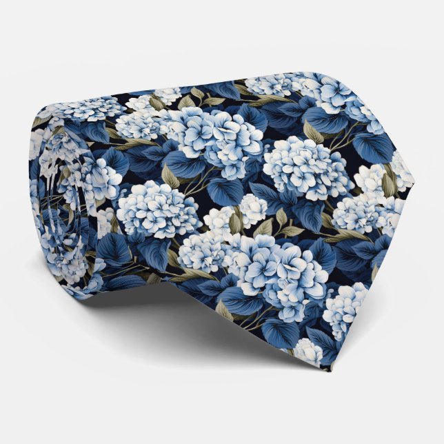 Cute Hydrangea flower tiled pattern  Tie (Rolled)