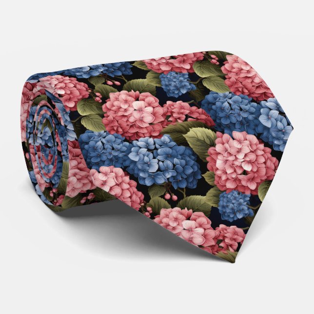Cute Hydrangea flower tiled pattern Tie (Rolled)