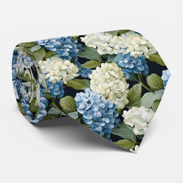 Cute Hydrangea flower tiled pattern  Tie (Rolled)