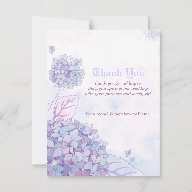 Cute Hydrangeas Wedding Thank You (Front)
