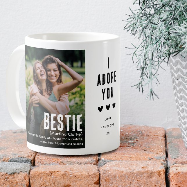Cute 'I Adore You' Bestie Photo Keepsake Coffee Mug (Creator Uploaded)