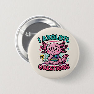 Cute I Axolotl Questions aztec nerd with glasses 6 Cm Round Badge