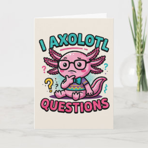 Cute I Axolotl Questions aztec nerd with glasses Card