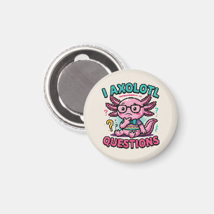 Cute I Axolotl Questions aztec nerd with glasses Magnet