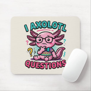 Cute I Axolotl Questions aztec nerd with glasses Mouse Mat