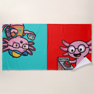 Cute I Axolotl Questions aztec Oh No red button Beach Towel