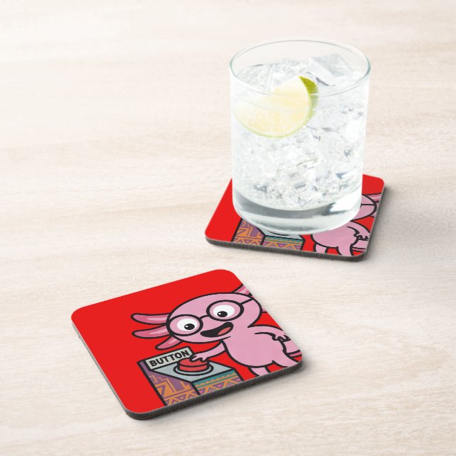 Cute I Axolotl Questions aztec Oh No red button Coaster (Right Side)