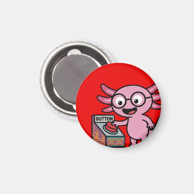 Cute I Axolotl Questions aztec Oh No red button Magnet (Front/Back)