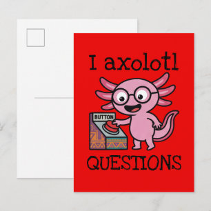 Cute I Axolotl Questions aztec Oh No red button Postcard