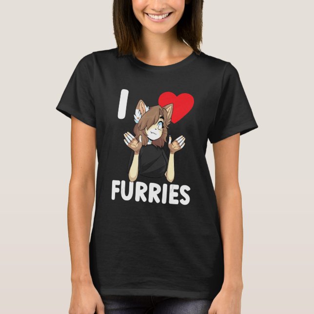 Cute I Heart Furries Furry Fandom Love 2 T-Shirt (Front)