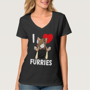 Cute I Heart Furries Furry Fandom Love 2 T-Shirt