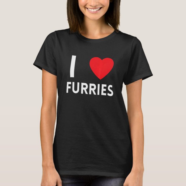 Cute I Heart Furries Furry Fandom Love 3 T-Shirt (Front)