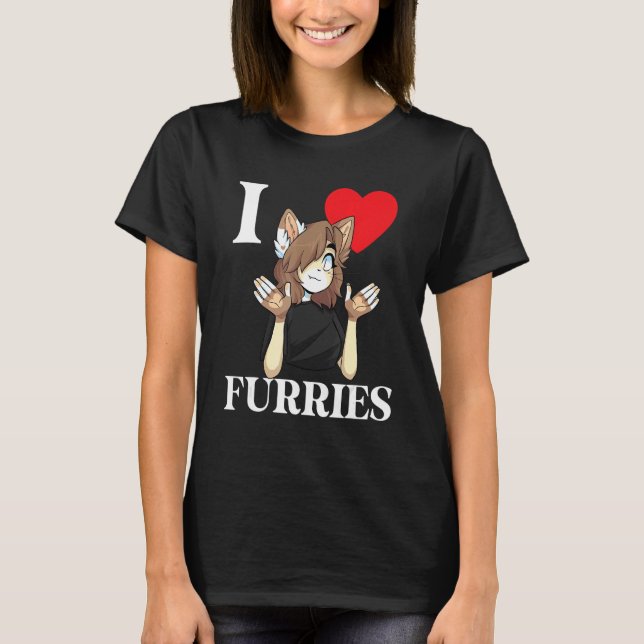 Cute I Heart Furries Furry Fandom Love 4 T-Shirt (Front)