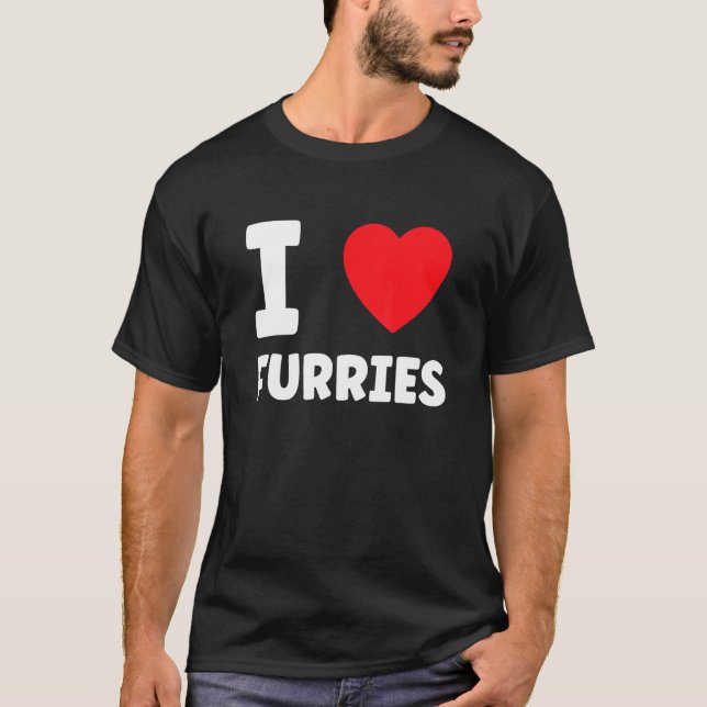 Cute I Heart Furries Furry Fandom Love T-Shirt (Front)