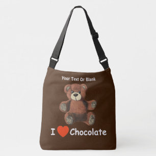 Cute I Heart (Love) Chocolate Teddy Bear Crossbody Bag