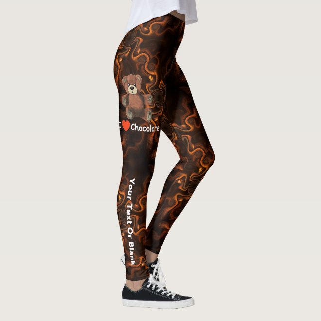 Cute I Heart (Love) Chocolate Teddy Bear Leggings (Right)