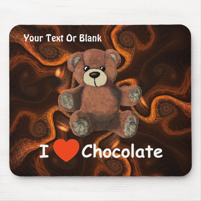 Cute I Heart (Love) Chocolate Teddy Bear Mouse Mat (Front)