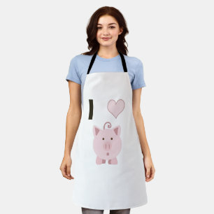Cute I heart pigs Desgin Apron
