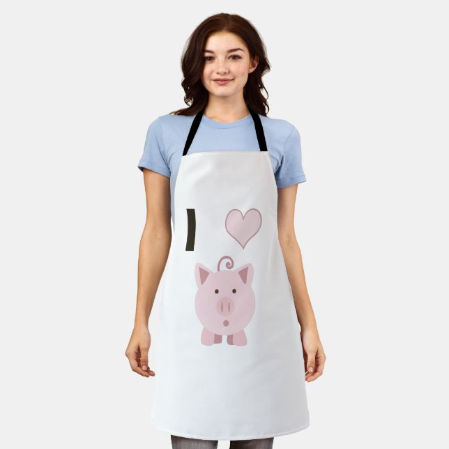 Cute I heart pigs Desgin Apron (Worn)