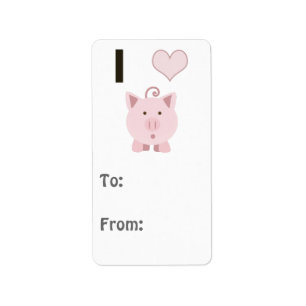 Cute I heart pigs Desgin Label
