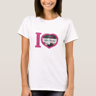 Cute I heart pink glitter love photo frame artsy T-Shirt