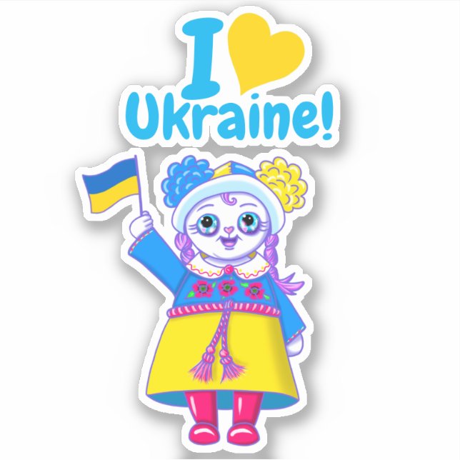 Cute “I Heart Ukraine!” Fundraising Vinyl Decals (Front)