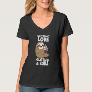 Cute I Just Really Love Sloths Boba Design T-Shirt