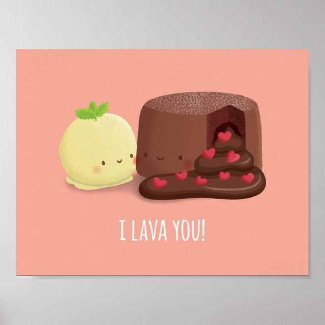 Cute I Lava You Food Puns Couple Room Decor (Front)