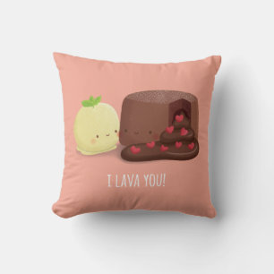 Cute I Lava You Food Puns Couple Throw Pillow