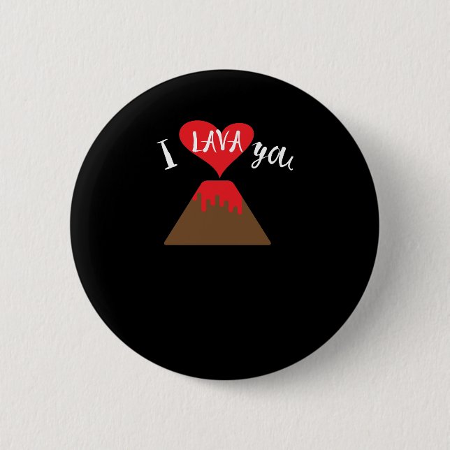 Cute I Lava You Volcano Valentine's Day 6 Cm Round Badge (Front)