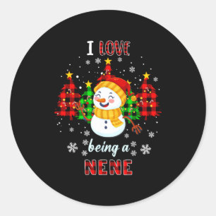 Cute I Love Being A Nene Snowman Christmas Valenti Classic Round Sticker