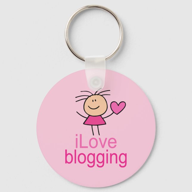 Cute I Love Blogging T-shirt Gift Key Ring (Front)
