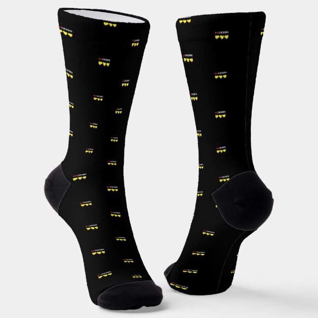 Cute I Love Chickens Design Funny Chicken Lover  Socks (Angled)