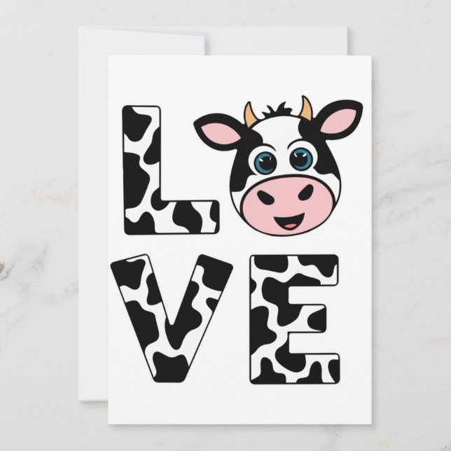 Cute I Love Cows Invitation (Front)