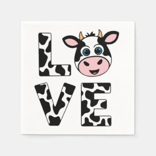 Cute I Love Cows Napkin