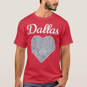 Cute I Love Dallas Street Map Heart  T-Shirt