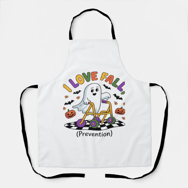 Cute I Love Fall Prevention Physical Therapy Ghost Apron (Front)