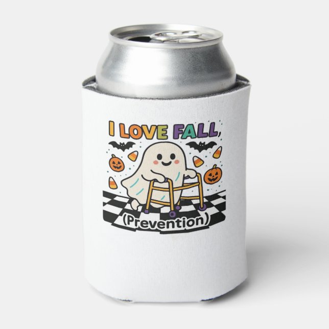 Cute I Love Fall Prevention Physical Therapy Ghost Can Cooler (Can Front)