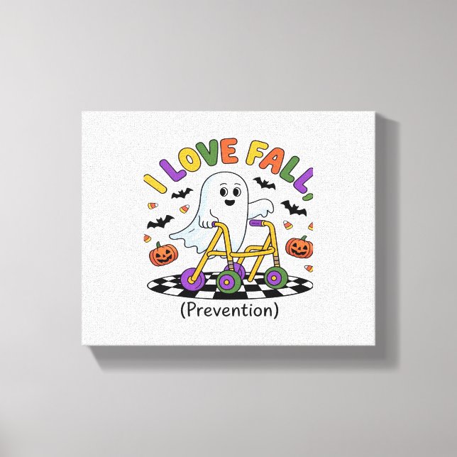 Cute I Love Fall Prevention Physical Therapy Ghost Canvas Print (Front)