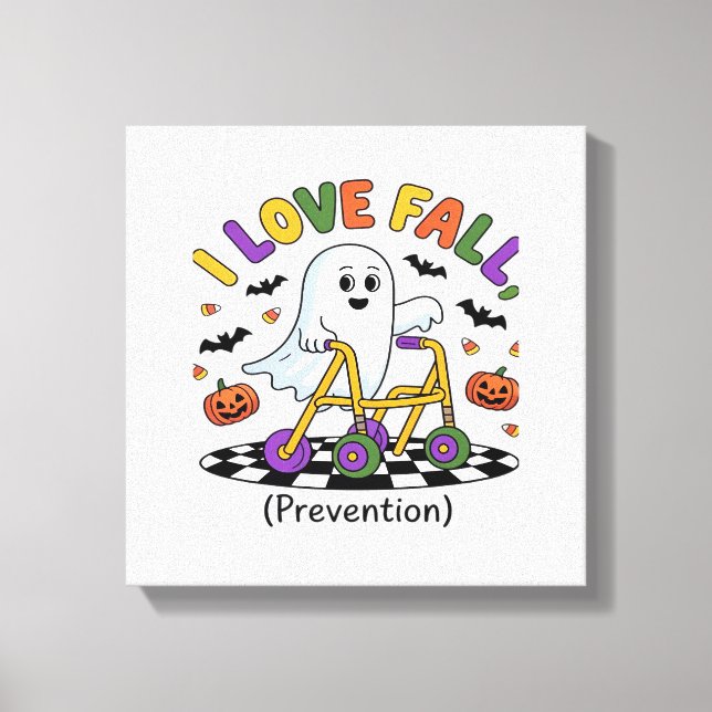 Cute I Love Fall Prevention Physical Therapy Ghost Canvas Print (Front)