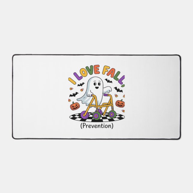 Cute I Love Fall Prevention Physical Therapy Ghost Desk Mat (Front)