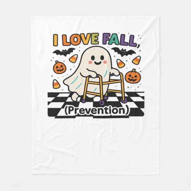 Cute I Love Fall Prevention Physical Therapy Ghost Fleece Blanket (Front)