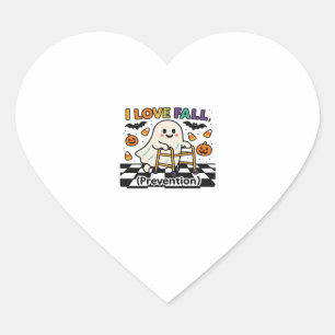 Cute I Love Fall Prevention Physical Therapy Ghost Heart Sticker