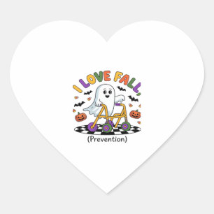 Cute I Love Fall Prevention Physical Therapy Ghost Heart Sticker