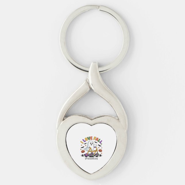 Cute I Love Fall Prevention Physical Therapy Ghost Key Ring (Front)