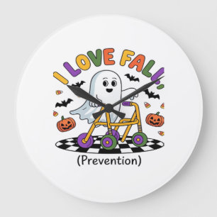 Cute I Love Fall Prevention Physical Therapy Ghost Large Clock