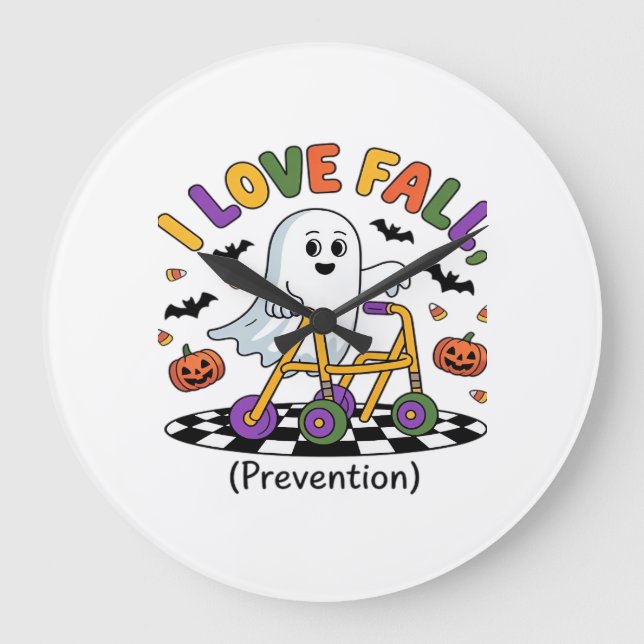 Cute I Love Fall Prevention Physical Therapy Ghost Large Clock (Front)