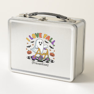 Cute I Love Fall Prevention Physical Therapy Ghost Metal Lunch Box