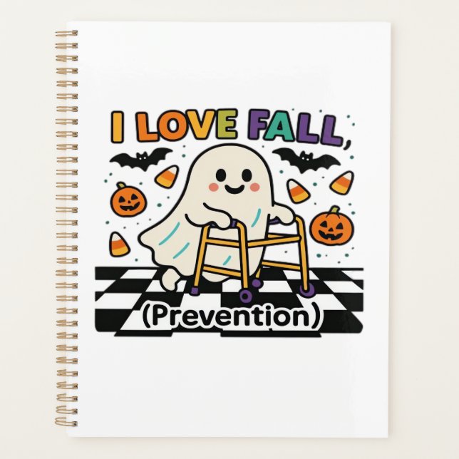 Cute I Love Fall Prevention Physical Therapy Ghost Planner (Front)