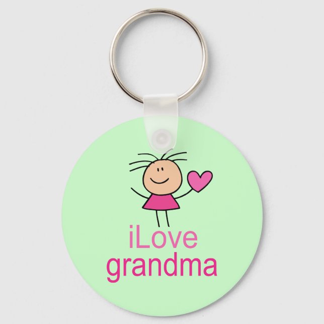 Cute I Love Grandma T-shirt Key Ring (Front)